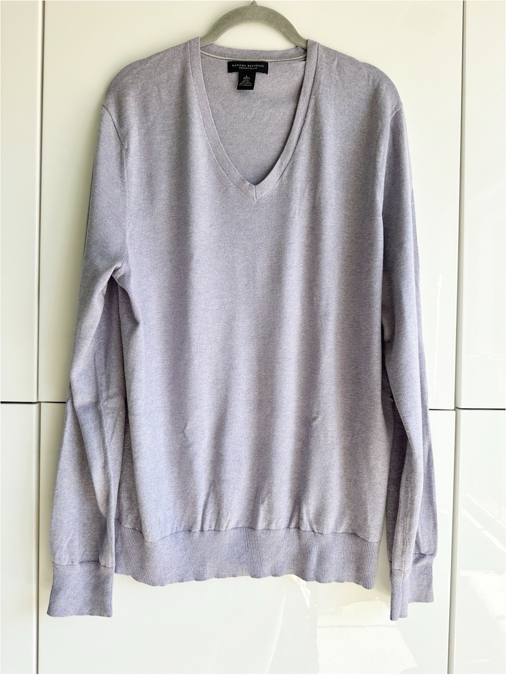 Banana Republic Luxury Blend Mens Purple Silk/Cotton/Cashmere V-Neck Sweater L